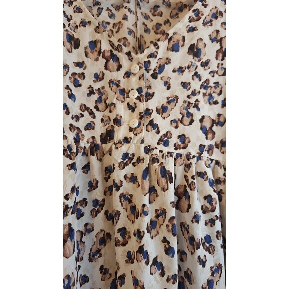 UMGEE Animal Print Baby Doll Smock Flowy Semi Sheer Dress Women Plus Size 2x - Picture 4 of 7